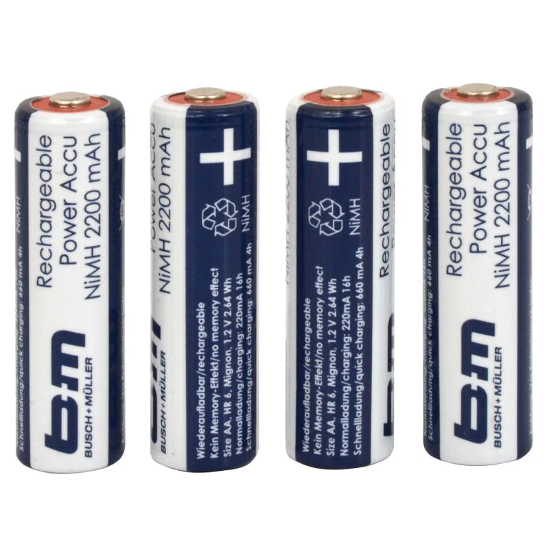 Busch & Müller Busch + Müller Batterie, IXON IQ AKKU, Ni-MH 2100 MAh 1.2 V AA Akku Batterien, 4er Set, 492A 3 Busch & Müller Busch + Müller Batterie, IXON IQ AKKU, Ni-MH 2100 MAh 1.2 V AA Akku Batterien, 4er Set, 492A
