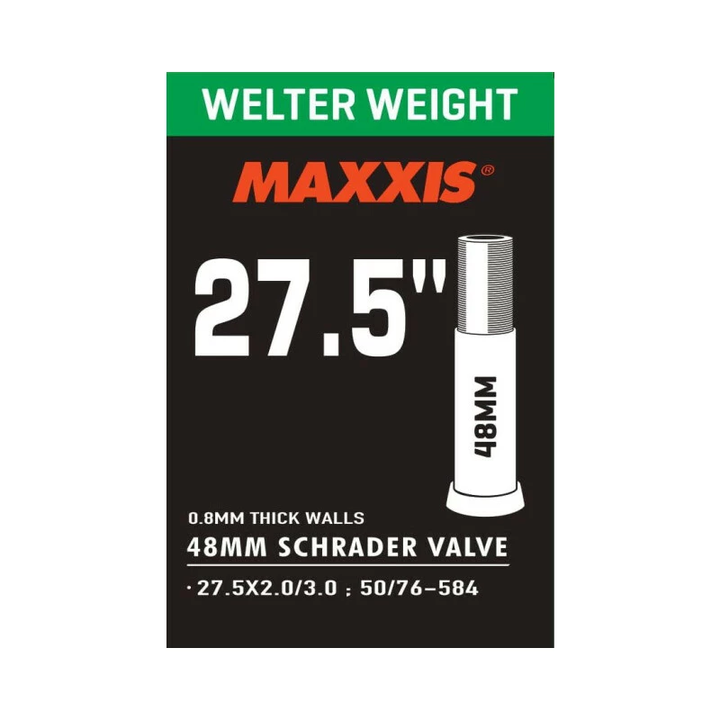 MAXXIS Welter Weight 0.8mm, Schrader 48mm (LL) 27.5x2.0-3.0, 50/76-584, 225g 3 MAXXIS Welter Weight 0.8mm, Schrader 48mm (LL) 27.5x2.0-3.0, 50/76-584, 225g