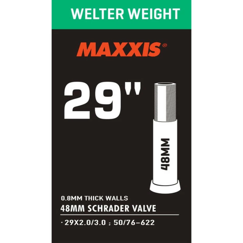 MAXXIS Welter Weight 0.8mm, Schrader 48mm (LL) 29x2.0-3.0, 50/76-622, 239g 3 MAXXIS Welter Weight 0.8mm, Schrader 48mm (LL) 29x2.0-3.0, 50/76-622, 239g