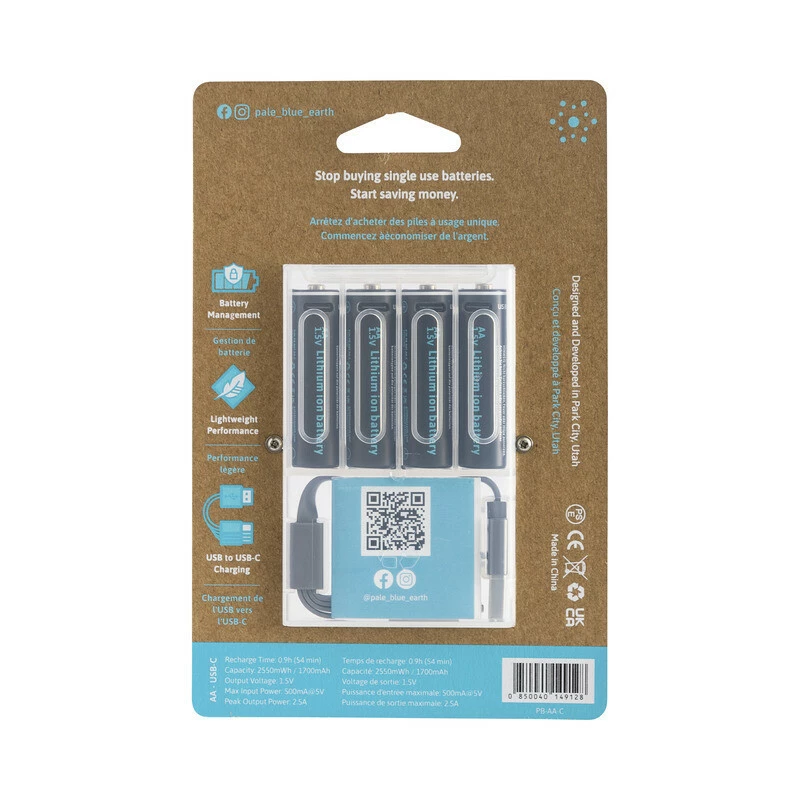 Pale Blue Earth Pale Blue Battery AA USB-C 4pcs 1700 MAh 4 Pale Blue Earth Pale Blue Battery AA USB-C 4pcs 1700 MAh – Bild 2