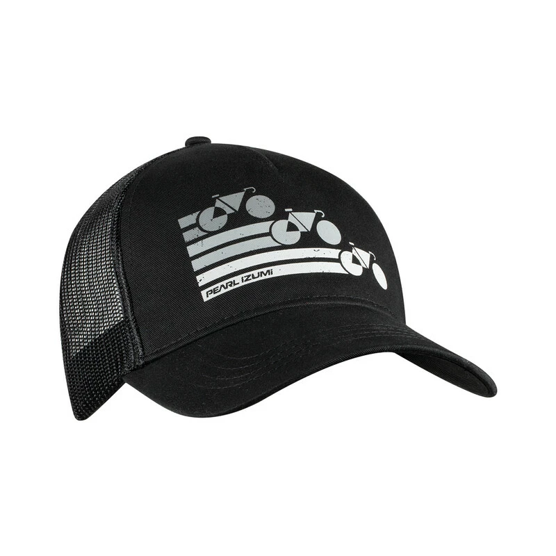 PEARL IZUMi Recycled Trucker Hat Bike Stripe Black ONESI 3 PEARL IZUMi Recycled Trucker Hat Bike Stripe Black ONESI