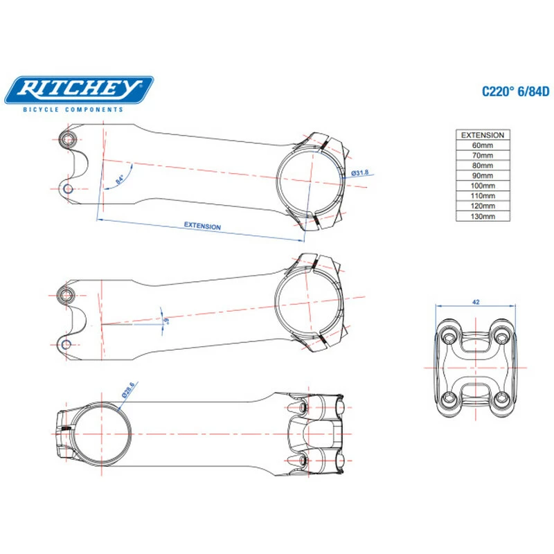 Ritchey Vorbau WCS C220 100mm, Blatte Black, 31.8mm, 6°/84° 6 Ritchey Vorbau WCS C220 100mm, Blatte Black, 31.8mm, 6°/84° – Bild 4