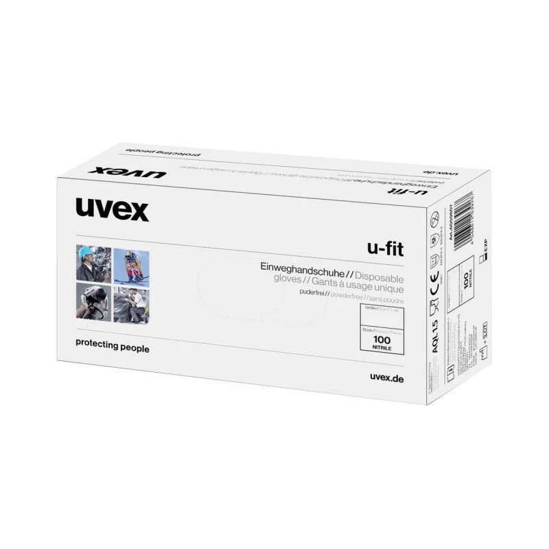 Uvex Einwegschutzhandschuh U-Fit S, Grösse 07, Box à 100 Paar, Nitril, Hellblau 4 Uvex Einwegschutzhandschuh U-Fit S, Grösse 07, Box à 100 Paar, Nitril, Hellblau – Bild 2