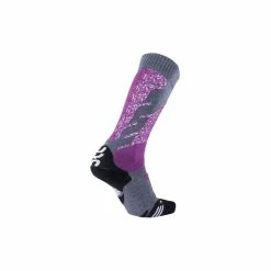 UYN Lady Ski All Mountain Socks Medium Grey Melange / Purple 41-42 -Fahrradladen uyn lady ski all mountain socks medium grey melange purple 41 422