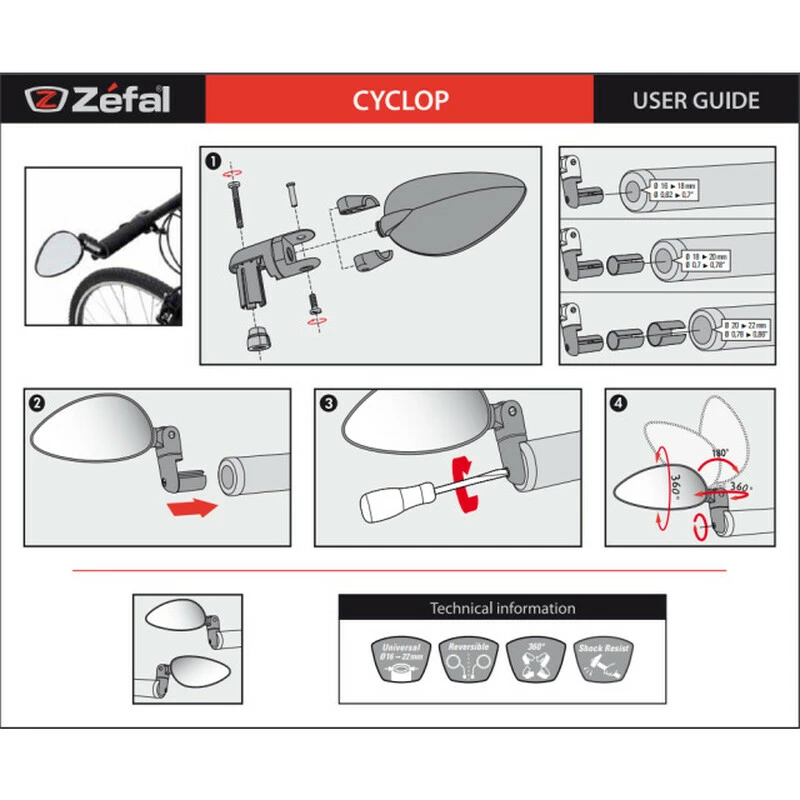 Zéfal Zéfal Rückspiegel Cyclop, Schwarz, Links/rechts, Klappbar 5 Zéfal Zéfal Rückspiegel Cyclop, Schwarz, Links/rechts, Klappbar – Bild 3