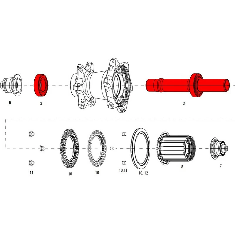 ZIPP Achse Hinten Cognition NSW, Mit Kugellager, Generation1 3 ZIPP Achse Hinten Cognition NSW, Mit Kugellager, Generation1